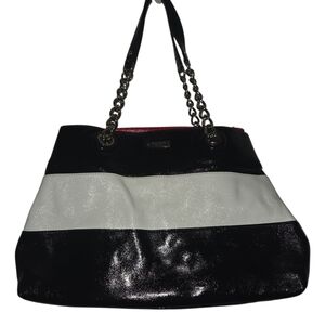 Kate Spade Black Colorblock Maryanne Journal Tote Bag Patent Leather